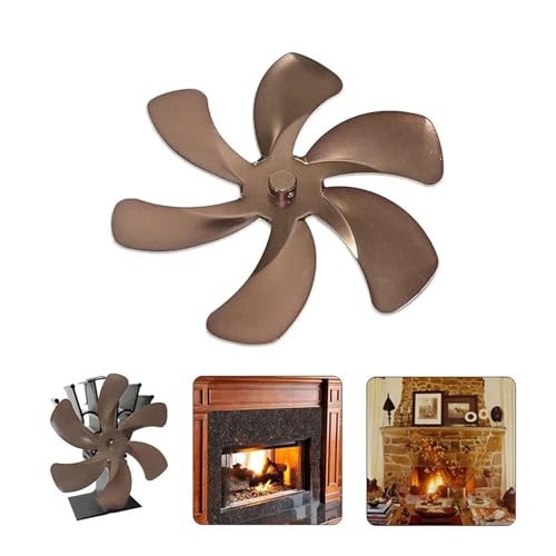 eufeifeiegds Öfen Teilventilator 6 Flügel Aluminiumlegierung Öko-Kaminventilator Wärmebetriebener Brenner Großes Luftvolumen Holzofen wefeiegds(Brown) von JIOYUNG
