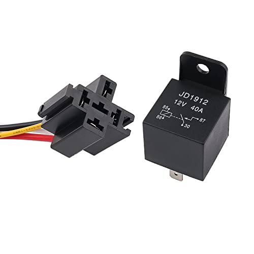 JIQI 12V 40A 4 Polig Auto Kfz Relais mit Steckdose, SPST NO 4-Pin Fahrzeug Motor Car Umschalt Relais, Car Relay Relaisschalter mit Modell Nr:JD1912 von JIQI