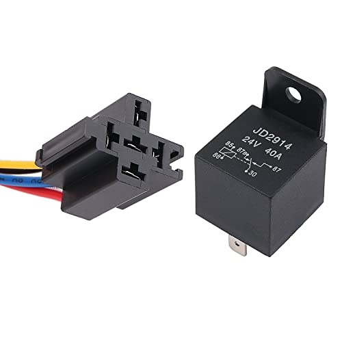 JIQI 24V 40A 5 Polig Auto Kfz Relais mit Steckdose, SPDT NO NC 5-Pin Fahrzeug Motor Car Umschalt Relais, Car Relay Relaisschalter mit Modell Nr:JD1914 von JIQI