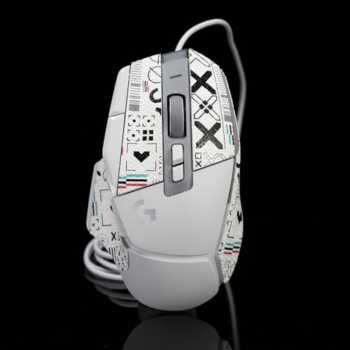 Maus-Griffband, kompatibel mit Logitech G502 X Lightspeed kabellos/kabelgebunden/G502 X Plus Gaming-Maus-Aufkleber, Eidechsenhaut, rutschfest, vorgeschnitten, Weiß x 0,5 mm von JIROAOTIC