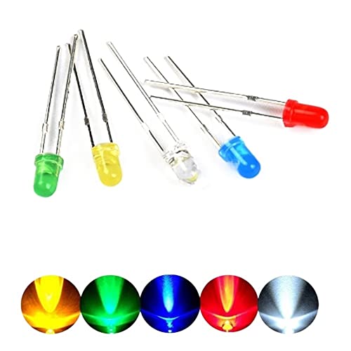 JITEM 3 mm 5 mm LED-Dioden, DIY-Elektronik-Kit, Weiß, Rot, Gelb, Grün, Blau, Orange, F3, F5, LED-Dioden, 3 V, Leuchtdioden, sortiertes Kit (Color : 5mm-kit-100pcs) von JITEM