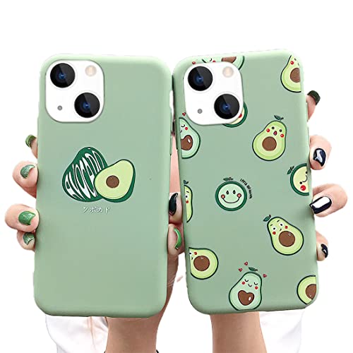 2 Stück Handyhülle für iPhone 13, Hülle mit Muster, Weiche TPU Ultra Dünnes Soft Slim Silikon Schutzhülle Con Motiv,Stoßfeste Case Cover, Hülle Flüssige Silikon Handyhülle mit Muster Avocado von JITNGA