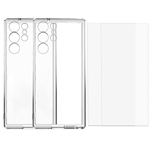 2-teilige Hülle für Samsung Galaxy S23 Ultra 5G, Hülle kompatibel mit Samsung S23 Ultra mit 2-teiliger gehärteter Glasfolie, ultradünn und vergilbungshemmend, weiche Silikon-TPU-stoßfeste Hülle von JITNGA