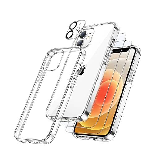 4 in 1 Hülle für iPhone 11, mit 2 Schutzfolie + 1 Kamera Glasfolie für Kameraschutz, Transparent Militärschutz Hülle - Clear Hülle für iPhone 11, 360 Grad Transparent Kratzfeste Stoßfest Case von JITNGA