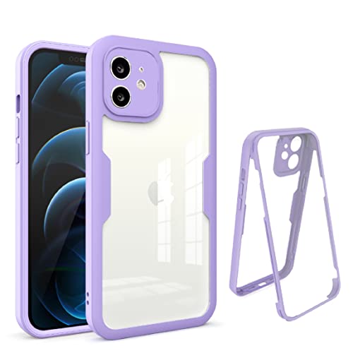 Hülle für iPhone 11 6,1 Zoll mit Eingebautem Schutzfolie Anti-Kratzer, 360 Grad Displayschutz Ganzkörper Robuste Handyhülle Transparente Rückseite, TPU Robust Bumper Case Stoßfest Handyhülle - Lila von JITNGA