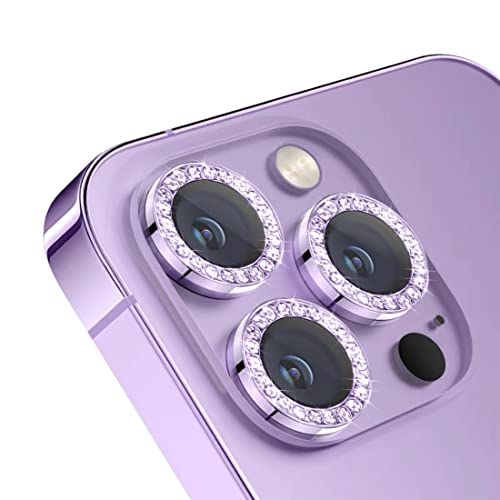 JITNGA Kamera Linse Schutzfolie für iPhone 13 Pro/13 Pro Max, Glitter Kameraschutz, HD Glas+Aluminiumring Kameraschutz, Lila, 1 Stück von JITNGA