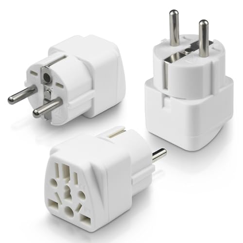 3Pcs Reiseadapter Weltweit Travel Adapter to German,USA Deutschland Stecker zum Anschluss Ausländischer Geräte UK to EU Adapter, wie USA, China, Italien, Schweiz, Japan, Kanada, Mexiko Weißem von JIUGGLAD