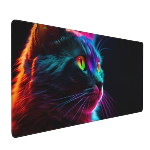 Gaming-Mauspad, 40 cm x 90 cm, großes Mauspad, farbige Katze, Büro-Schreibtischmatte, große Größe, genähte Kanten, Mauspad, rutschfeste Gummiunterseite, Laptop-Schreibtischunterlage für Gaming, Büro, Gaming-Mauspad, 40 cm x 90 cm, großes Mauspad, farbige Katze, Büro-Schreibtischmatte, große Größe, genähte Kanten, Mauspad, rutschfeste Gummiunterseite, Laptop-Schreibtischunterlage für Gaming, Büro, von JIUJIUJIU