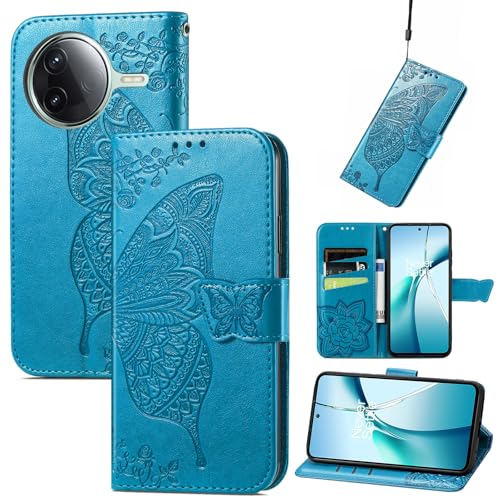 JIUNINE Handyhülle für Xiaomi Poco F7 Pro, Stoßfeste Klapphülle mit Schmetterlingsdesign, Kartenfächer & Standfunktion, Premium PU-Leder Hülle Schutzhülle Klapphülle Handytasche, Blau JIUNINE Handyhülle für Xiaomi Poco F7 Pro, Stoßfeste Klapphülle mit Schmetterlingsdesign, Kartenfächer & Standfunktion, Premium PU-Leder Hülle Schutzhülle Klapphülle Handytasche, Blau von JIUNINE