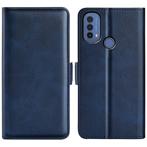 JIUNINE Hülle für Motorola Moto E20 / E30 / E40, Handyhülle Leder Flip Case mit [Standfunktion] [Kartenfach] [Magnetverschluss] Schutzhülle Tasche Cover für Motorola Moto E40 / E20, Blau von JIUNINE