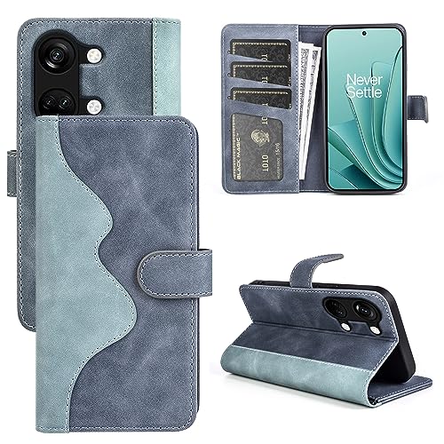 JIUNINE Hülle für OnePlus Nord 3 5G, Handyhülle PU Leder Flip Case mit [Standfunktion] [Kartenfach] [Magnetverschluss] Schutzhülle Tasche Cover für OnePlus Nord 3 5G, Blau von JIUNINE