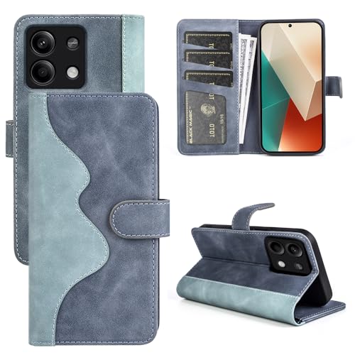 JIUNINE Hülle für Xiaomi Redmi Note 13 5G, Handyhülle PU Leder Flip Case mit [Standfunktion] [Kartenfach] [Magnetverschluss] Schutzhülle Tasche Cover für Xiaomi Redmi Note 13 5G, Blau von JIUNINE