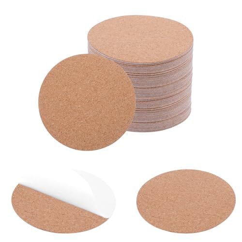 JYIN 50 Pcs selbstklebende Korkblätter für DIY Untersetzer, 4 Zoll runde Backing Korkfliesen Matte mit starkem Klebstoff-Backed für DIY Untersetzer Wanddekoration und Kunsthandwerk JYIN 50 Pcs selbstklebende Korkblätter für DIY Untersetzer, 4 Zoll runde Backing Korkfliesen Matte mit starkem Klebstoff-Backed für DIY Untersetzer Wanddekoration und Kunsthandwerk von JIYIN