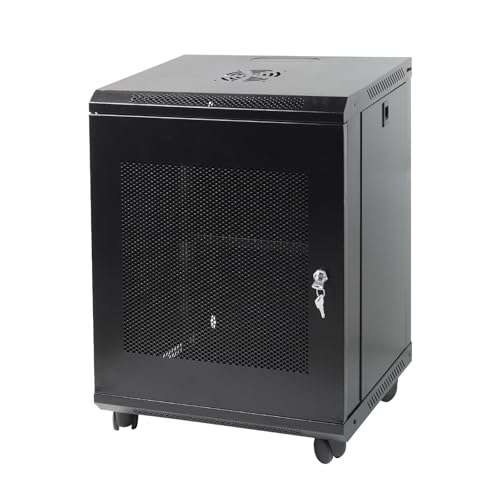 15U Wandhalterung Serverschrank IT Netzwerk Rack Gehäuse Verriegelung Tür Schwarz von JIZEUO