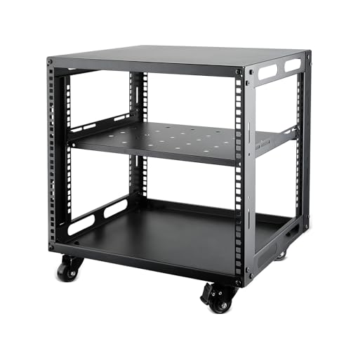 9U Open Frame Server Rack with Wheels Free Standing Network Server Rack for Servers & AV Gear Black 9U Open Frame Server Rack with Wheels Free Standing Network Server Rack for Servers & AV Gear Black von JIZEUO