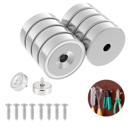 JIZZU Neodym Magnete Extra Stark, 8 Stück Runde Neodym Magnete 20x6MM, Multifunktions Senkkopf Rundmagne Topfmagnet mit Schrauben, Magnete 8KG Kraft für Küchen, Badezimmer, Büros, Schule JIZZU Neodym Magnete Extra Stark, 8 Stück Runde Neodym Magnete 20x6MM, Multifunktions Senkkopf Rundmagne Topfmagnet mit Schrauben, Magnete 8KG Kraft für Küchen, Badezimmer, Büros, Schule von JIZZU