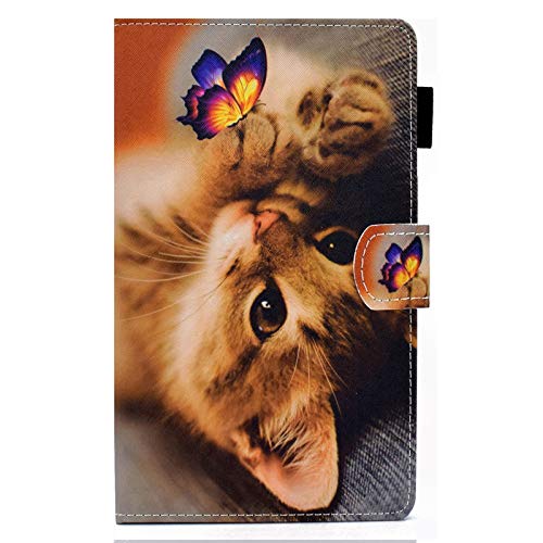 JIan Ying Hülle für Samsung Galaxy Tab A7 10.4 (2020) SM-T500 SM-T505 Mode Leicht Schutzhülle Schmetterling Katze von JIan Ying
