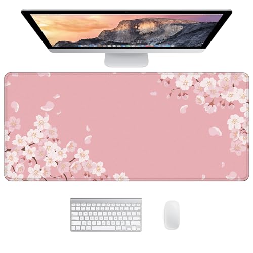 JJ PRIME - Schreibtischunterlage XXL Mauspad Gaming | Großes Mauspad XXL Gaming | Mousepad Rosa Schreibtischunterlage Mädchen Maus Pad | Schreibtischunterlage Rosa | Mauspad Pink 90 x 40cm (Sakura) von JJ PRIME