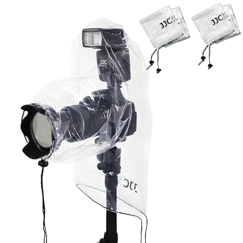4 Stück transparente Kamera Regenschutz für Canon, Nikon, Fujifilm, Sony, Olympus, Panasonic und andere DSLR-Kameras mit einem Objektiv von JJC