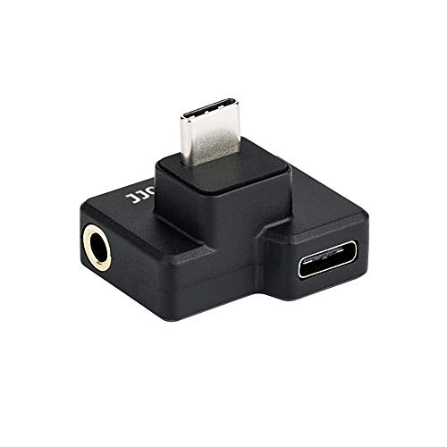 JJC 3,5 mm/USB-C Adapter für DJI Osmo Action Kamera, 3,5mm Mikrofon TRS Stecker für Externes Mikrofon + USB C für Akkuladung/Datenübertragung, Audio Ladeadapter von JJC