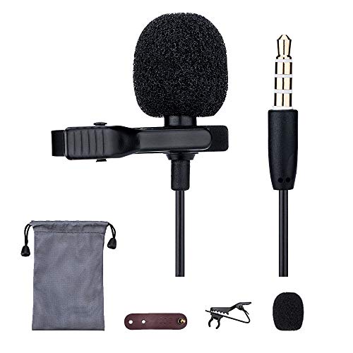 JJC 3,5 mm Stereo Lavalier Ansteckmikrofon Kondensator Clip-on Mikrofon für Smartphone Handy Android Pad Tablet Voice Recorder Aufnahme omnidirektionale Mikrofone von JJC