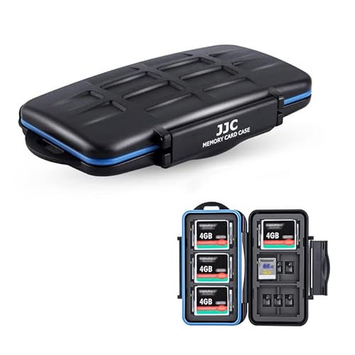 JJC 36 Steckplätze Speicherkarten Schutzhülle Aufbewahrung für 12 SD SDXC SDHC +18 Micro SD TF + 6 CF Compact Flash Karten, Memory Card Case wasserdichte SD Etui Schutzbox mit Karabiner von JJC