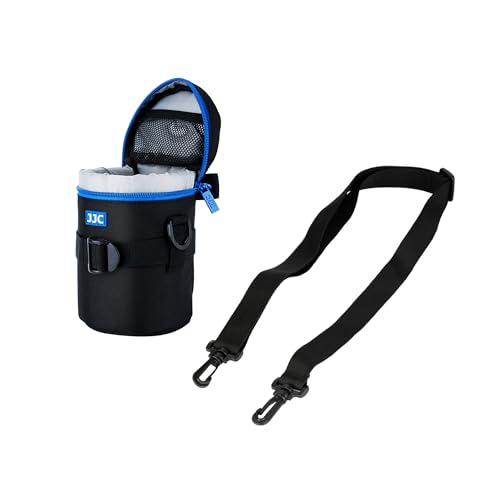 JJC Deluxe Objektiv Tasche mit 1 x Umhängeband, Wasserabweisend, Schwarz, passt Objektiv Durchmesser und Höhe unter 80 x 135mm (3.1 x 5.3) von JJC