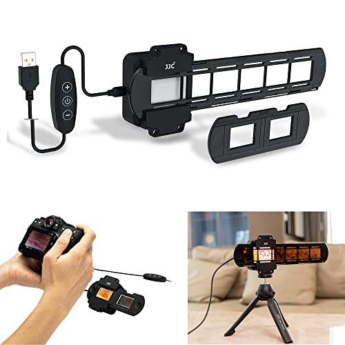 JJC Filmdigitalisierungsadapter mit LED-Lichtset Konvertieren von 35-mm-Negativfilm & Dia in digitales JPEG, 10 Helligkeitsstufen USB-LED-Lampe, 35-mm-Diahalterung & 35-mm-Filmstreifenhalter von JJC