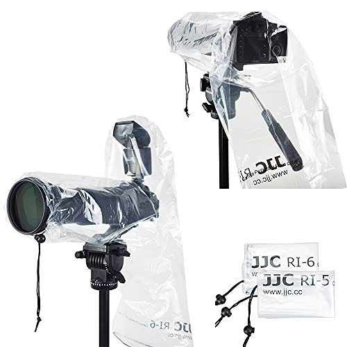 JJC Kamera-Regenschutz, wasserdichter Regenschutz für Canon, Nikon, Sony, DSLR-Kamera mit Objektiv (27,9 cm lang, 17,8 cm breit) und externem Blitzschuh (2 Stück – 2 Typen) von JJC