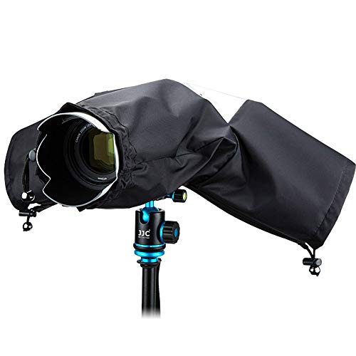 JJC Kamera Regenschutzhülle Wasserdichter Regenschutzhaube Schutz kompatibel für Canon Nikon Fujifilm Sony Olympus DSLR-Kameras Nylon Rain Cover - Schwarz von JJC