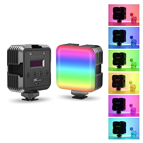 JJC Magnetisches RGB-Videolicht, 360° Vollfarbfotografie-LED-Beleuchtung mit 3 Kaltschuhen, Mini-Vlogging-Kameralicht für Sony Canon Nikon Fuji, 2500 K – 8500 K dimmbar, CRI95+, 2000 mAh von JJC