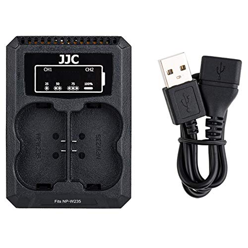 JJC NP-W235 USB Dual Battery Charger Adapter für Fuji X-H2S X-T4 Digitalkamera, für Fujifilm NP-W235 Akku - Ersatz für FUJIFILM BC-W235 Dual Battery Charger von JJC