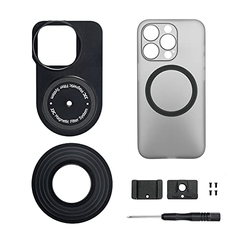 JJC Objektivfilter-Adapter und Gegenlichtblende Filmemaching-Set für iPhone 13 Pro Max, verbessert mobile Videoaufnahmen, 1/4-Zoll-20 Innengewinde & Kaltschuh-Halterung, ausziehbar (49 mm) von JJC