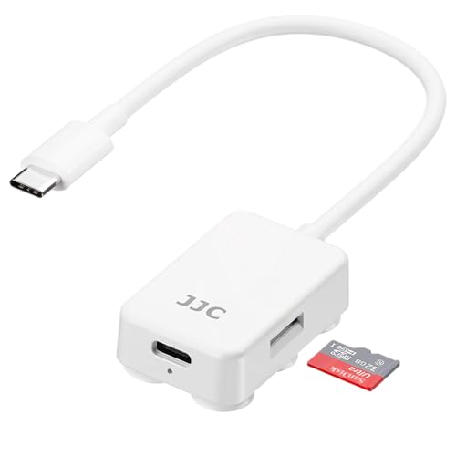 JJC Phone microSD-Kartenleser für USB-C-Geräte, Handys, Tablets und mehr, tragbarer Saugfuß-Speicherkartenleser mit integriertem Typ-C-Kabel, Steckplatz für MSD/TF-Karte, max. Datenübertragung von 312 von JJC