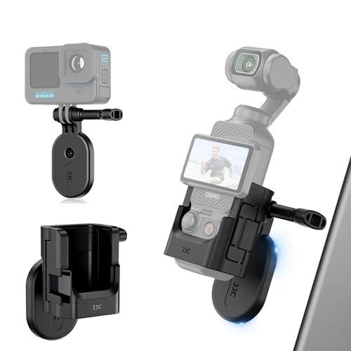JJC Pocket3 Erweiterung Adapter mit Magnethalterung Stand Kompatibel mit DJI Osmo Pocket 3, Starke Magnetische Halterung Montageadapter mit Cold Shoe Mount, Pocket 3 Tragbares Schutzkäfig Zubehör von JJC