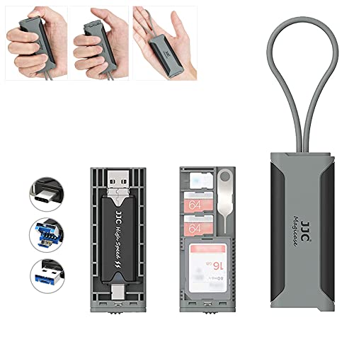 JJC Reise-Speicherkartenetui mit USB 3.0 Kartenleser und Kartenentfernungswerkzeug im Slot für SD x 1 + TF/MSD x 2 + Nano SIM x 1, SD Kartenhalter - Grau von JJC