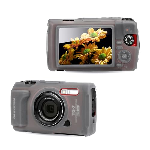 JJC Silikonhülle für Olympus Tough TG-7 TG7 Digitalkamera ersetzt Olympus CSCH-128, kratzfeste Kamera-Schutzhülle bietet sicheren Halt und kompatibel mit Olympus LG-1/FD-1 Flash von JJC