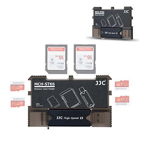 JJC Speicherkarten Etui Tasche SD Karten Halter for 2 SD + 4 MSD/TF + 1 USB 3.0 Kartenleser (im Lieferumfang enthalten) von JJC