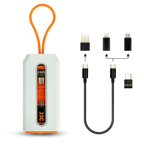 JJC USB C Datenkabel 4 Konverter Set mit Aufbewahrungstasche, USB C auf Lighting Adapter, USB C auf Micro USB Adapter, USB C auf USB A Adapter, OTG Adapter, für MicroSD Nano SIM Karten Telefon PC von JJC