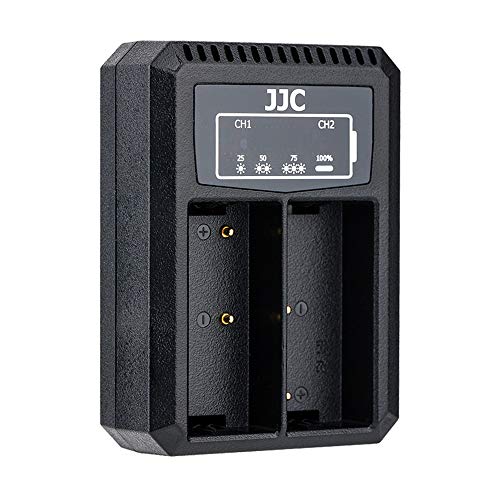 JJC USB Dual Akku Ladegerät für Olympus OM-D E-M1X, E-M1 Mark II, E-M1 Mark III usw. Kameras für Olympus BLH-1 Akku von JJC