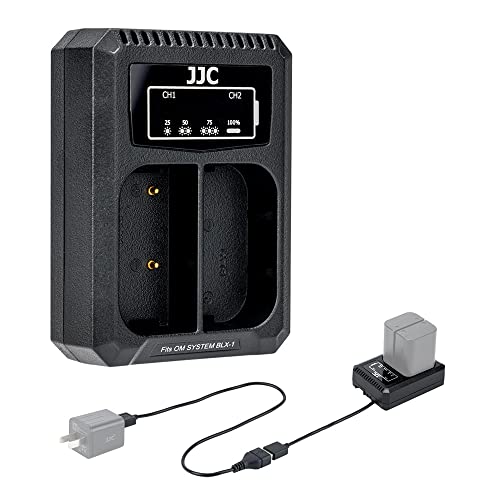 JJC USB Dual Akku Ladegerät für Olympus OM System Kameras BLX-1 Lithium-Ionen Akku, ersetzt OM System OM-3 OM-1II OM-1 DSLR BCX-1 Lithium-Ionen Akkuladegerät JJC USB Dual Akku Ladegerät für Olympus OM System Kameras BLX-1 Lithium-Ionen Akku, ersetzt OM System OM-3 OM-1II OM-1 DSLR BCX-1 Lithium-Ionen Akkuladegerät von JJC