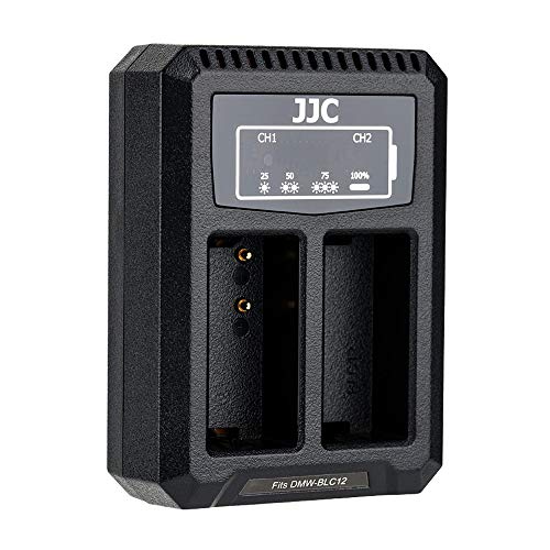 JJC USB Dual Ladegerät Akkulader für Panasonic FZ300 FZ200 FZ1000 GH2 G5 G6 G7 G85, GX8, Leica Q V-Lux V-Lux4 V-Lux5, Sigma dp0 dp1 dp2 Quattro für DMW-BLC12 BP-51 BP-DC12 Akku von JJC