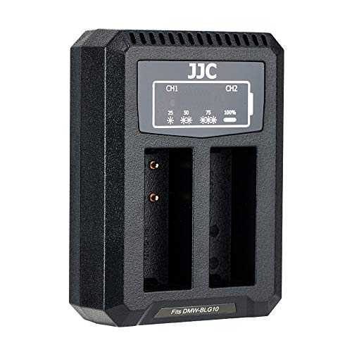 JJC USB Dual Ladegerät Akkulader für Panasonic G100 G110 LX100 LX100II GX7 GX80 GX85 GX9 G7XIII GX7II ZS200 ZS100 ZS70 ZS60 GF3 GF6 Leica C-Lux D-Lux D-Lux7 Kameras für DMW-BLG10 BLE9 BP-DC15 Akku von JJC