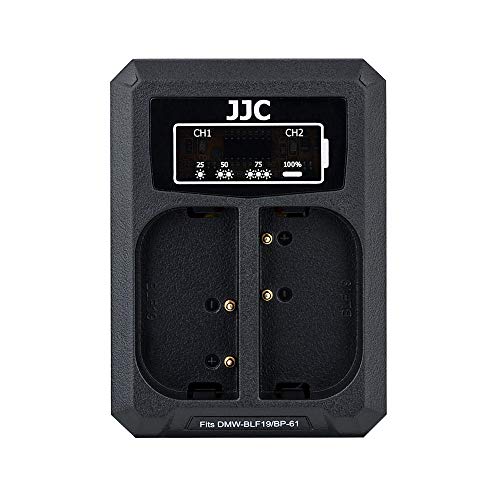 JJC USB Dual Ladegerät Akkulader für Panasonic S5II S5IIX S5 G9 GH6 GH5s GH5 GH4 GH3, Sigma sd Quattro, sd Quattro H Kameras für Panasonic DMW-BLF19 und für Sigma BP-61 Akku von JJC