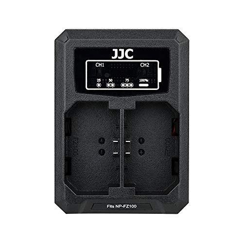 JJC USB Dual Ladegerät Akkulader für Sony FX3 Alpha A1 ILCE-1 A9 ILCE-9 A9II ILCE-9M2 A7C A7SIII A7III A7IV A7M4 A7M3 A7RIII A7RM3 A7RIV A7RM4 A6600 Kameras für Sony NP-FZ100 Akku von JJC