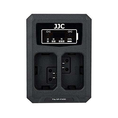 JJC USB Dual Ladegerät Akkulader für Sony NEX, Alpha A6500 A6400 A6300 A6100 A6000 etc. Kameras für Sony NP-FW50 Akku (Siehe Beschreibung für mehr Kompatibilitätskameras) von JJC