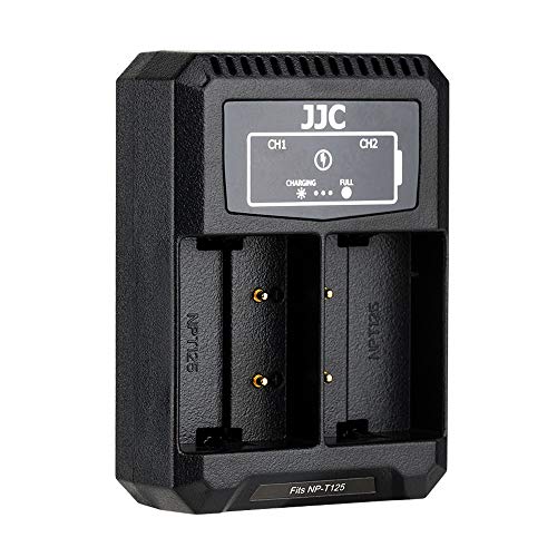 JJC USB und USB-C Eingang (Typ C) mit Zwei Steckplätzen QC3.0 Ladegerät Akkulader für Fujifilm GFX100 GFX50S GFX50R Kameras mit wiederaufladbarem Lithium-Ionen-Akku Fuji NP-T125 von JJC