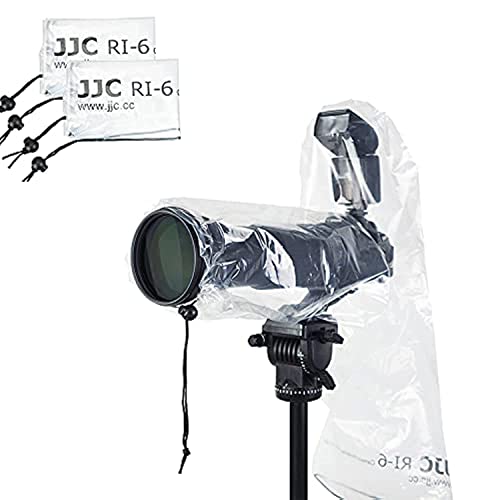 JJC Wasserdichter Kamera-Regenschutz für Canon Nikon Sony DSLR-Kamera mit Objektiv bis zu 18" lang 7" breit, Regenmantel-Schutz für externen Blitzschuh (2 Stück) von JJC