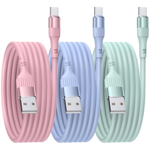 JJCALL USB A auf USB C Ladekabel (3Stück 1.8M) USB Type-C Schnellladekabel Carplay Kabel USB C Kompatibel für iPhone 16/15 Pro Samsung Galaxy S24/S23/S22/S21, Google Pixel 6/5 von JJCALL