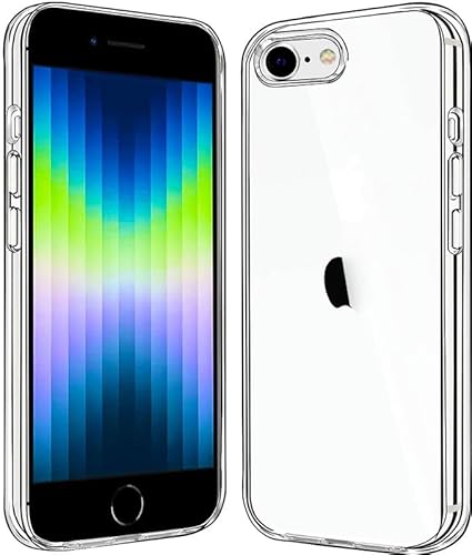 JJGoo Kompatibel mit iPhone SE (2022/2020 Edition), für iPhone 8/7 Hülle Klar, Transparent Stoßfest Handyhülle Slim Anti-Scratch Hard PC Back Schutzhülle Bumper für iPhone SE2/SE3, Klar von JJGoo